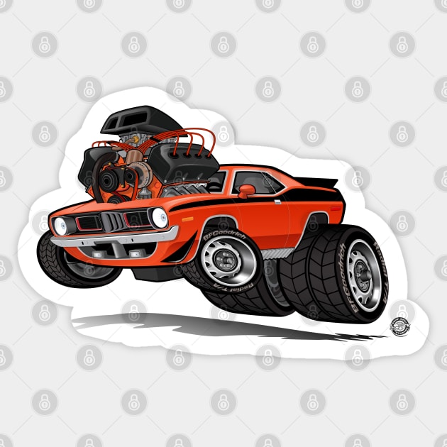 72 Hemi Cuda Engine Sticker by Goin Ape Studios